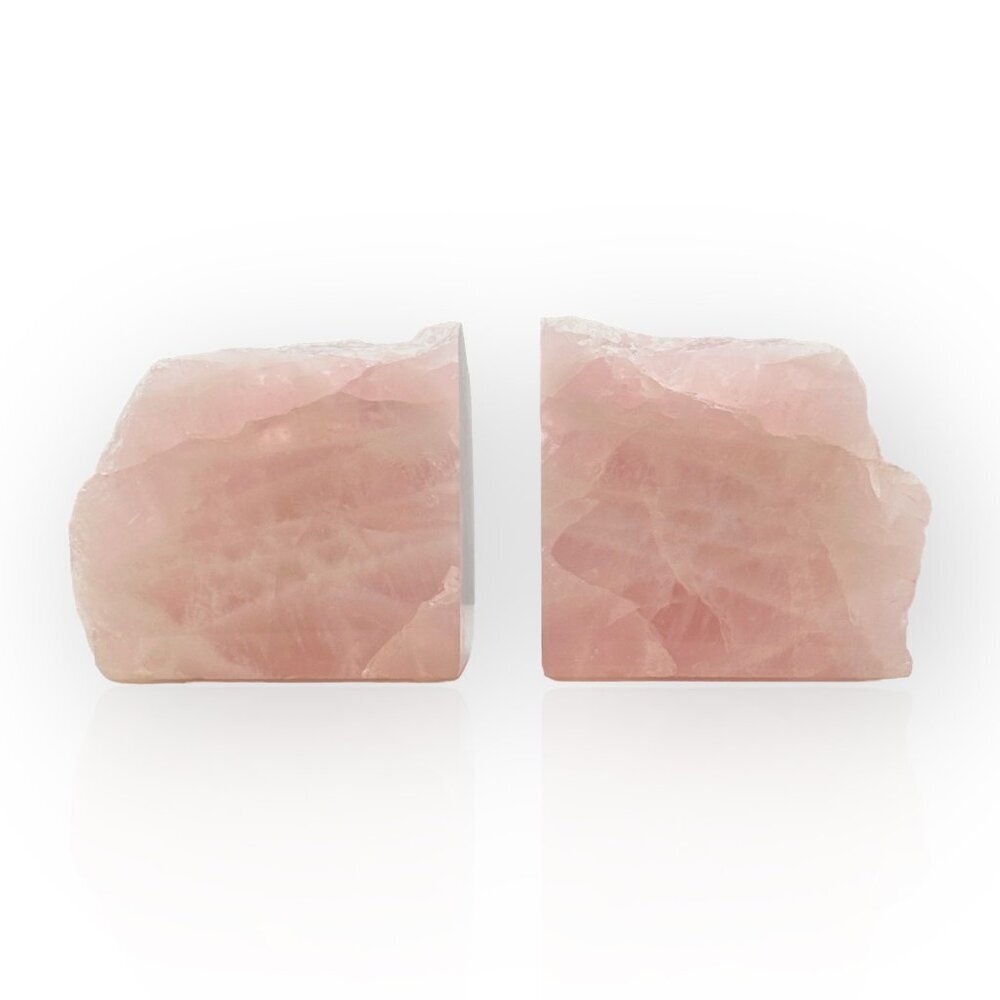 Pink Crystal Bookends, Flawless Natural Rose Quartz, Short Bookends, 6+ lbs (LS)